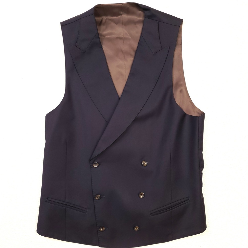 Suitsupply Waistcoat Men 36 Navy Reda Wool Double Breasted Vest Ferrara 5057/38